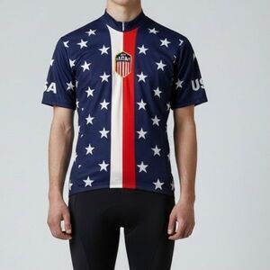 WORLD JERSEY Team USA 1956 Cycling Jersey Size Medium 1/2 Zip Short Sleeve